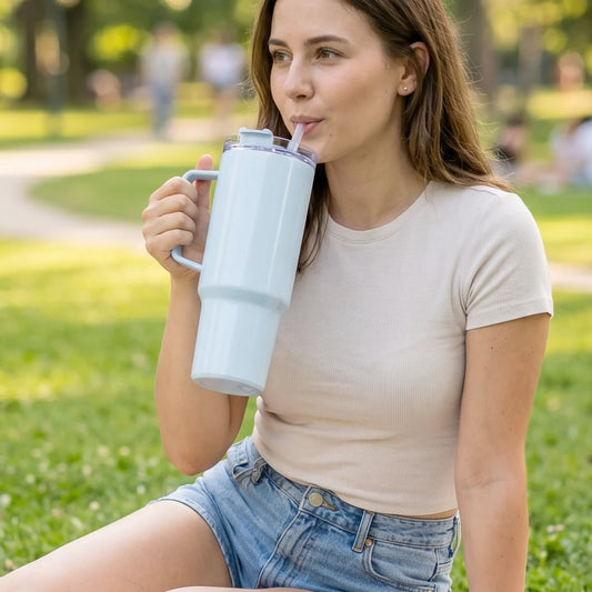 Large Capacity Travel Sipline Tumbler With Handle And Straw Lid (1800ml Approx)